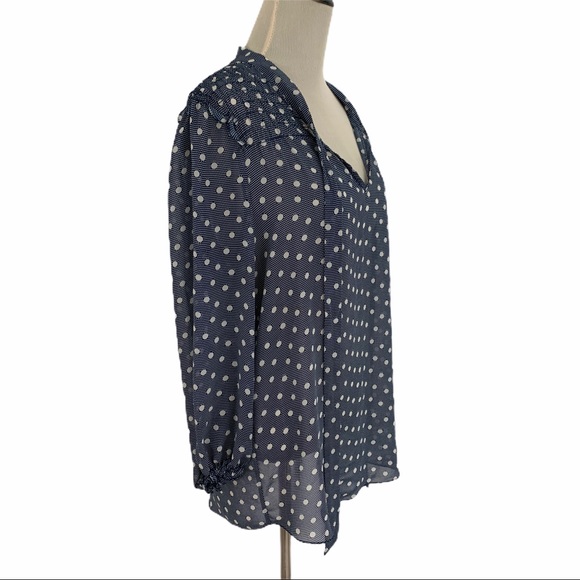 MAX STUDIO | Navy Polka Dot Blouse NWOT - Picture 4 of 12